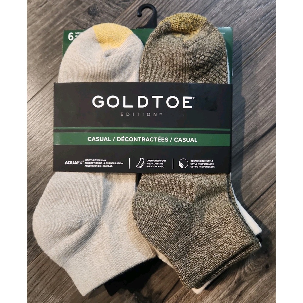 Gold Toe Edition Men's 6-Pair Quarter Socks Shoe Size 6-12.5  Assorted Black
